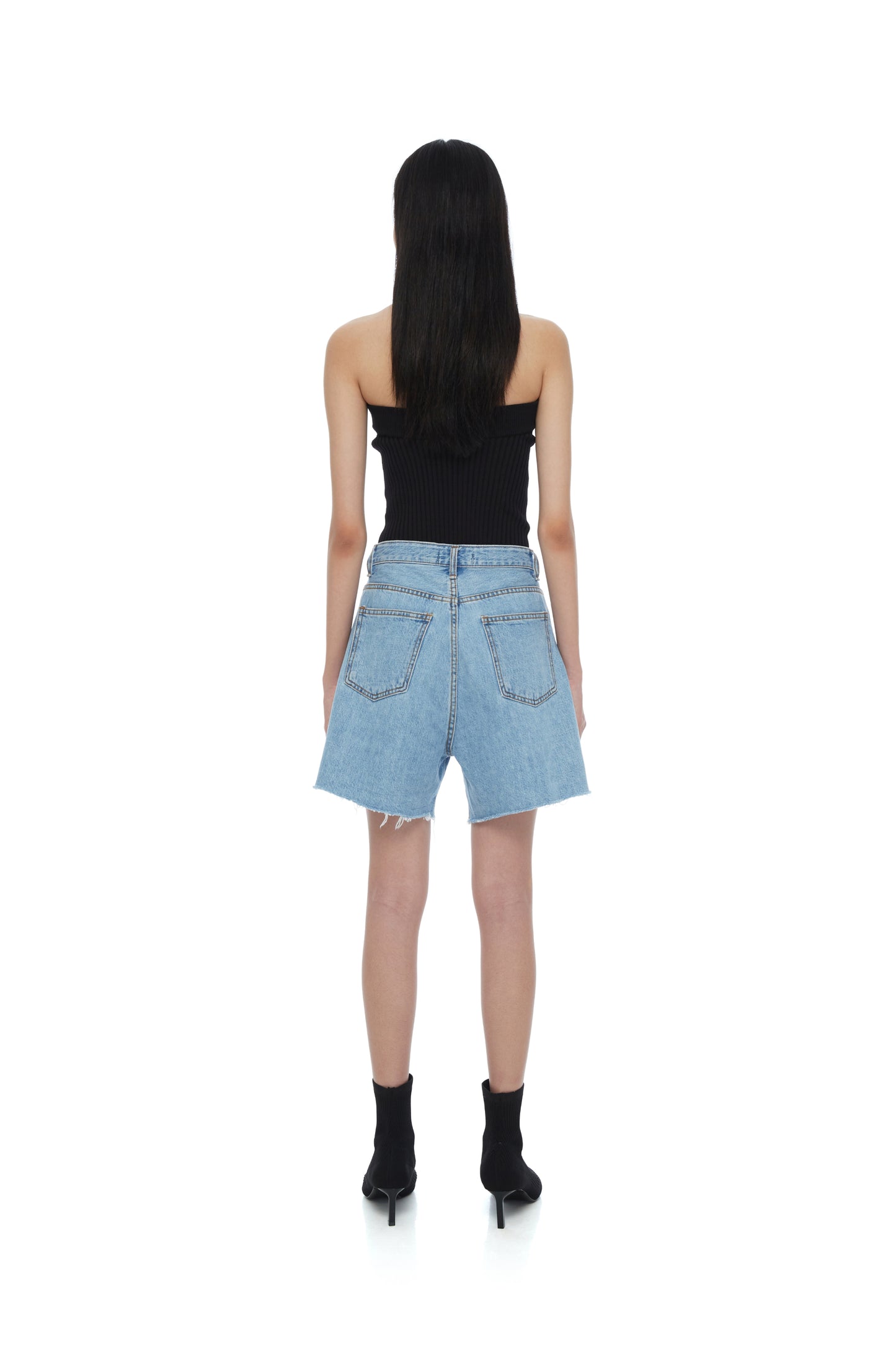 RAW-CUT DENIM SHORTS