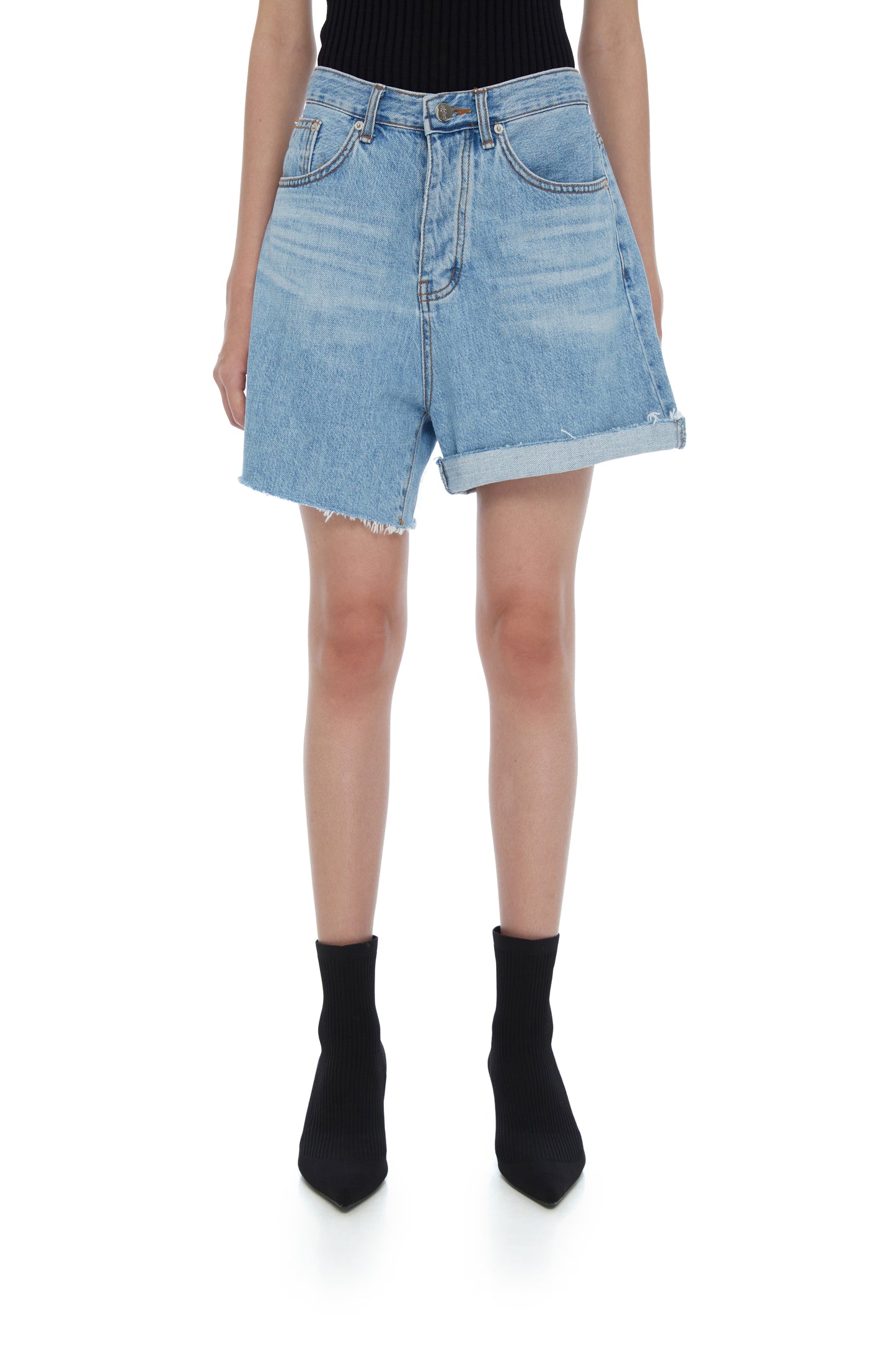 RAW-CUT DENIM SHORTS