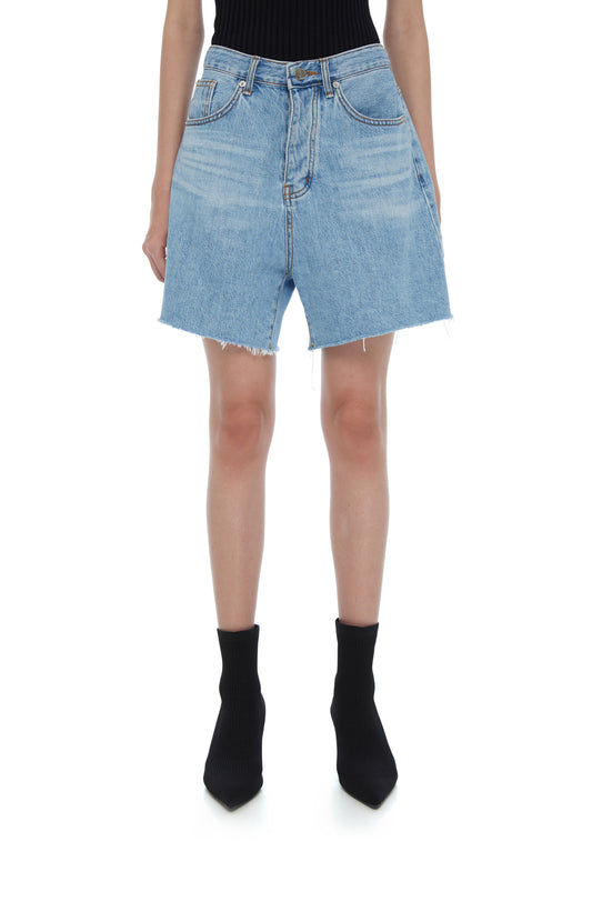 RAW-CUT DENIM SHORTS